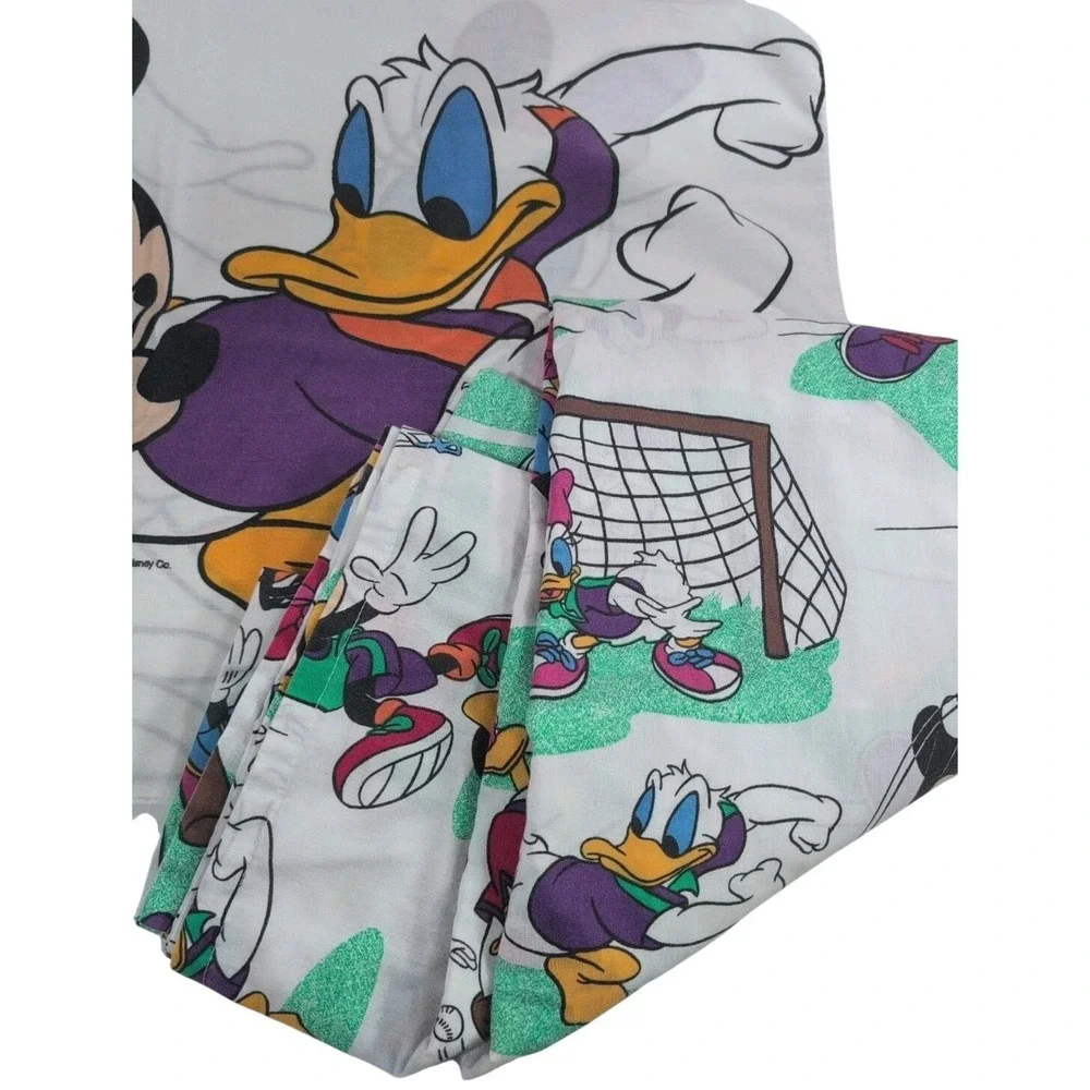 Vintage 90's 3 Piece Pacific Walt Disney Mickey Minnie Sports Twin Sheet Set